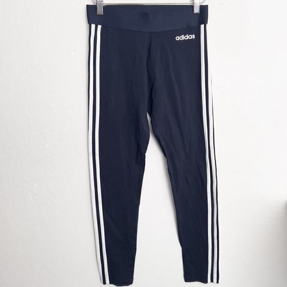 adidas Pants - Adidas Leggings Three 3 Stripe Small Womens Navy Blue Cotton Spandex